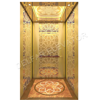 SMR Ti-gold Mirror Etched Decoration Passenger Elevator